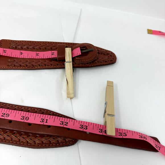LP by Linea Pelle Leather Cotton Stretch Belt Brown Braided Western Y2K M main image 8